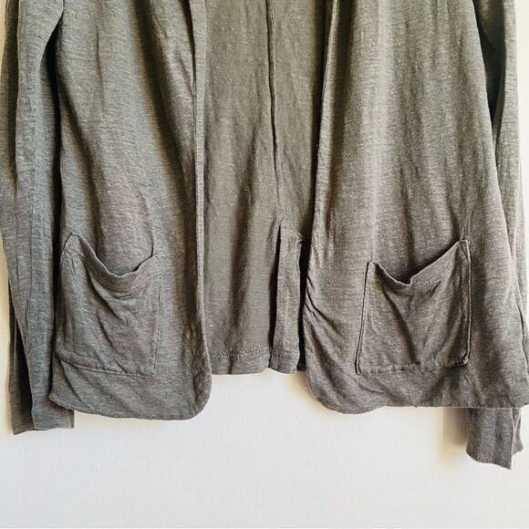 Rachel Zoe Green 100% Linen Open Cardigan Collared Medium - Picture 3 of 9